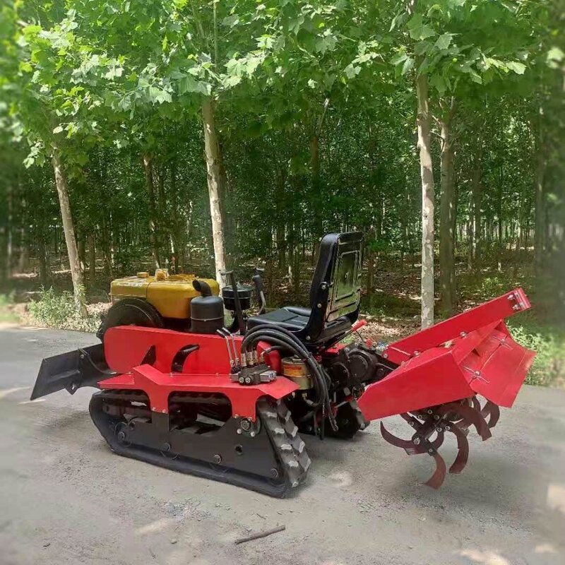 Bulldozer Tiller Multi-Function Agricultural Cultivator Machinery Farm Machine Rotary Garden Power Mini Crawler Tractor