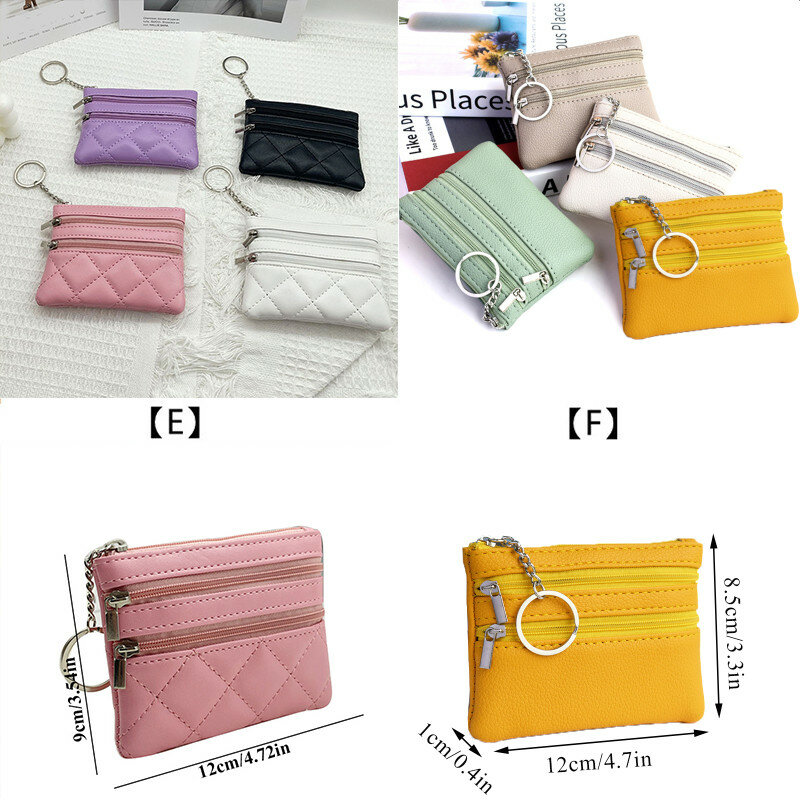Mode Frauen Männer Kinder Mini Brieftasche Damen Doppel-reißverschluss Geldbörse Multifunktionale Kleine Münze Kreditkarte Schlüssel Ring Brieftasche