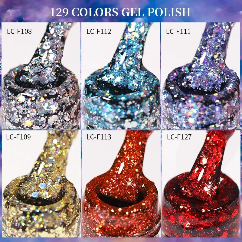 LILYCUTE Glitter Sequins UV Gel Nail Polish Shiny Spring Summer Color Semi Permanant Soak Off All For Manicure Nail Art Varnish