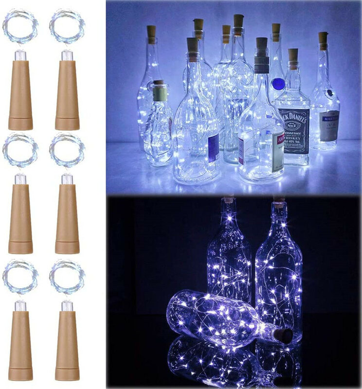 Светильники в форме винных бутылок-Мини-гирлянда, 2 м, 20 светодиодов, медная проволока, в форме пробки, для рождественской елки, свадьбы, вечеринки