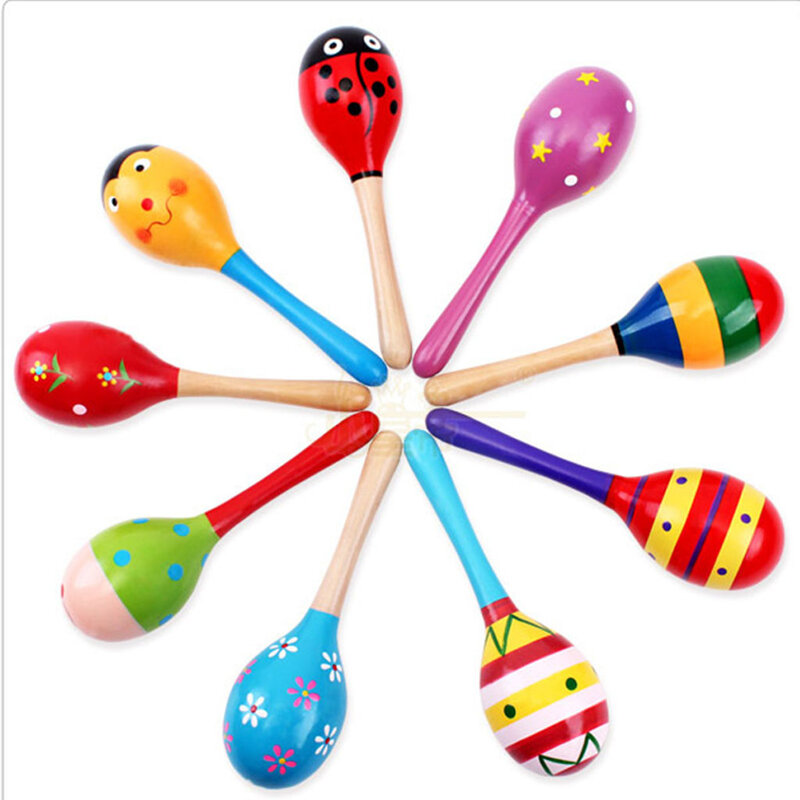 1 Piece Made of High Quality Wooden Material Rattles Egg Shaker Kids Shaker Sand Hammer Toy (Random Color Pattern) Dropship