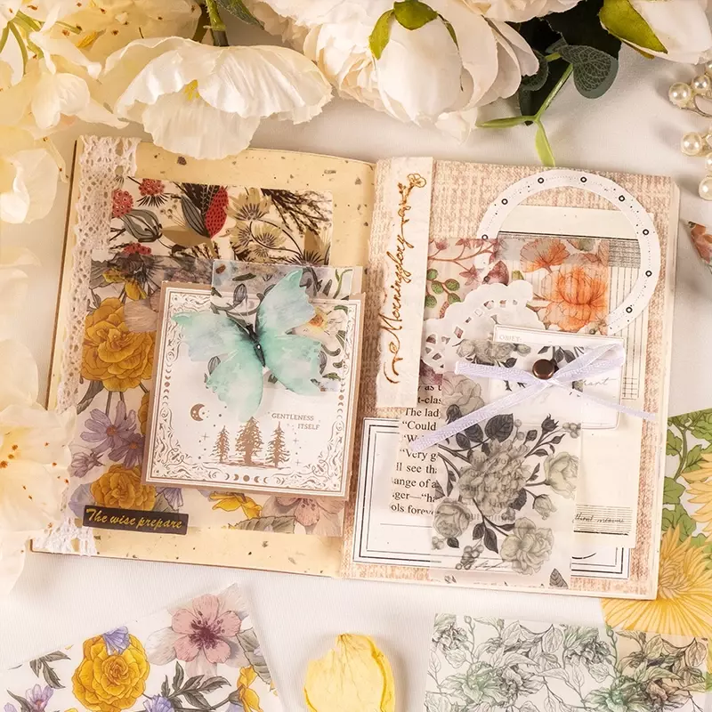 30 buah bahan kertas bunga kabut pagi seri taman bunga sastra akun tangan kotak hadiah kertas dasar dekoratif 8 gaya
