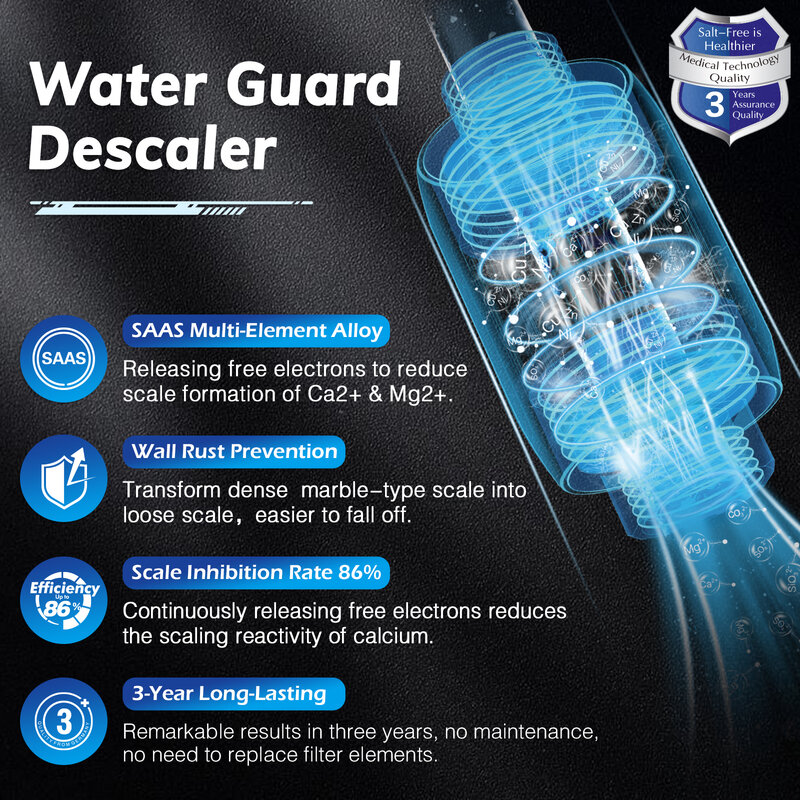 BriskSpring Water descaler Physical Scale Removal & Prevention No Salt Preventing Rust Anti Bacteria for Water heater