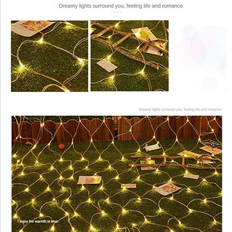 Star Fishing Net LED String Outdoor String Fairy Night Lights Holiday Bedroom Home Party Christmas EU Plug