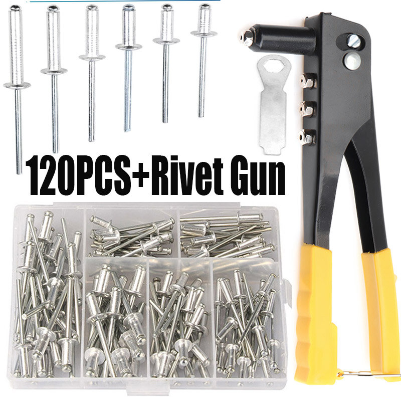 Hochleistungs-Nieterset, Pop-Niet pistole und 120 Stück Blind nieten Sortiment Kit Handwerkzeuge Niet mutter Werkzeug