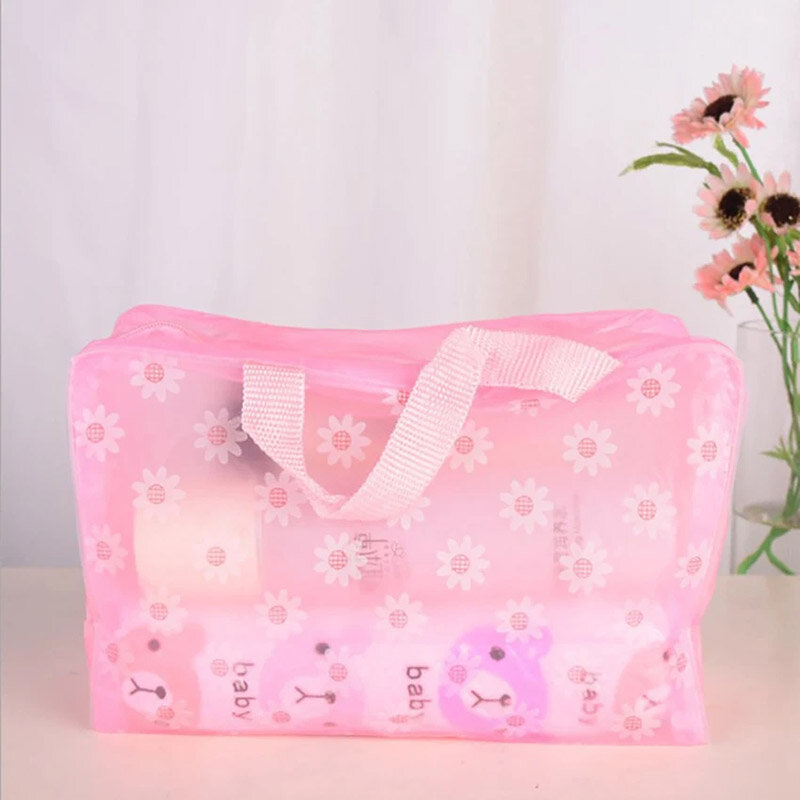Borsa per cosmetici in PVC impermeabile per le donne borsa per il lavaggio trasparente floreale borsa per doccia compressa per gite in casa creativa