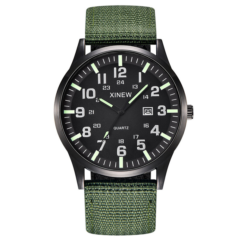 Men'S Circular Dial Calendar Watch Trendy And Minimalist Nylon Strap Luminous Quartz Watch Business Men'S Watch Reloj Caballero