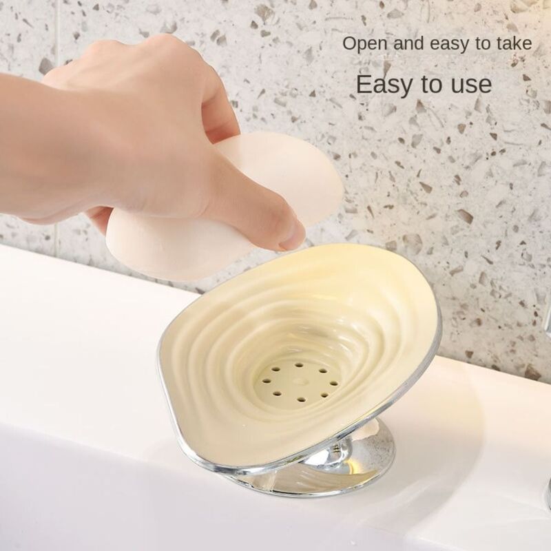 Detachable Soap Box Leaf Shape 360° Free Rotation Soap Dish Holder Suction Cup with Drain Soap Storage Case Kitchen
