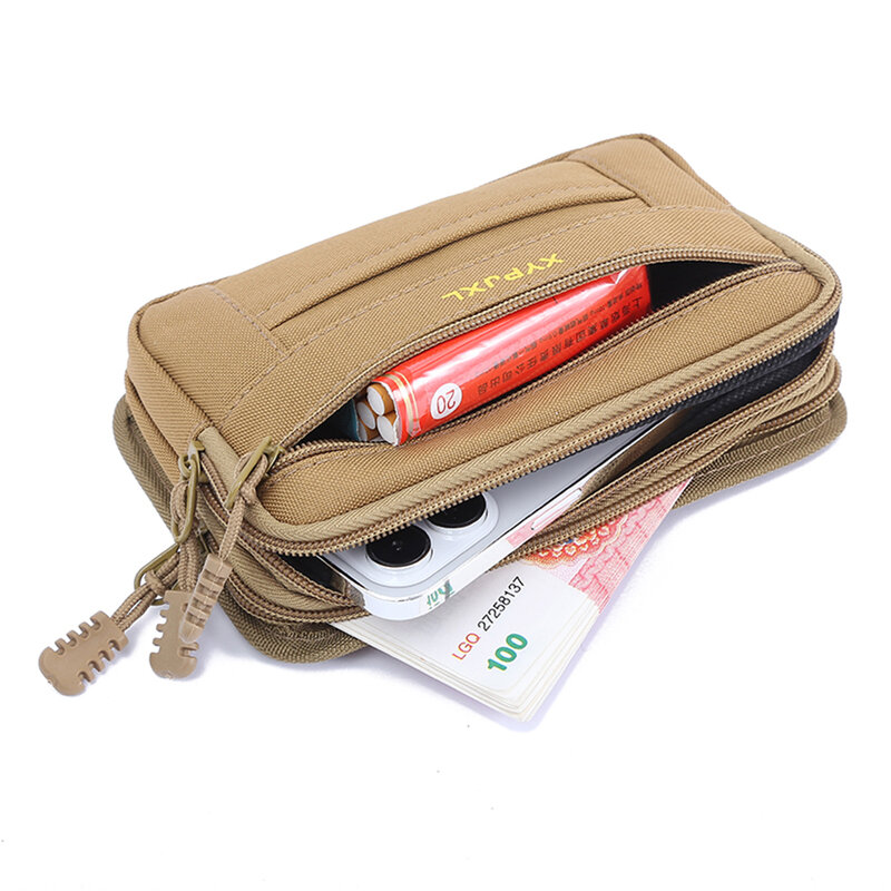 Mens Belt Bag Holster Wallet Portable for Case Purse Outdoor Hiking Tactical Bag Molle Pouch Canvas Zipper Business Waist Bag