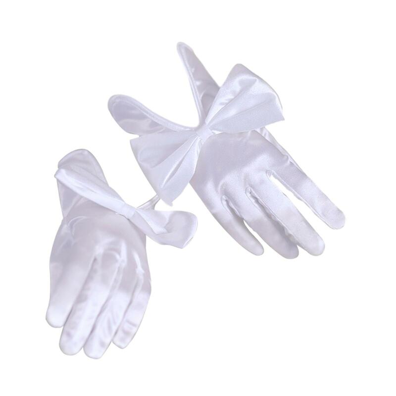 Damska rękawiczki ślubne damska krótka satynowe rękawiczki elegancka dla kostium na Halloween