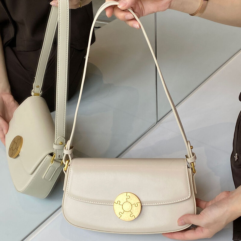 2024 new Arrive Woman shoulder bag  cowhide small square bag retro style stick bag genuine leather women's bag