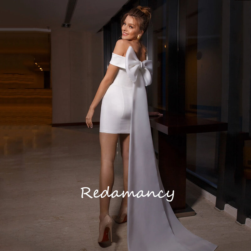 Женское свадебное платье с открытыми плечами Redamancy, Белое Облегающее платье в пол из органзы с открытой спиной и юбкой-годе, модель 2024 года