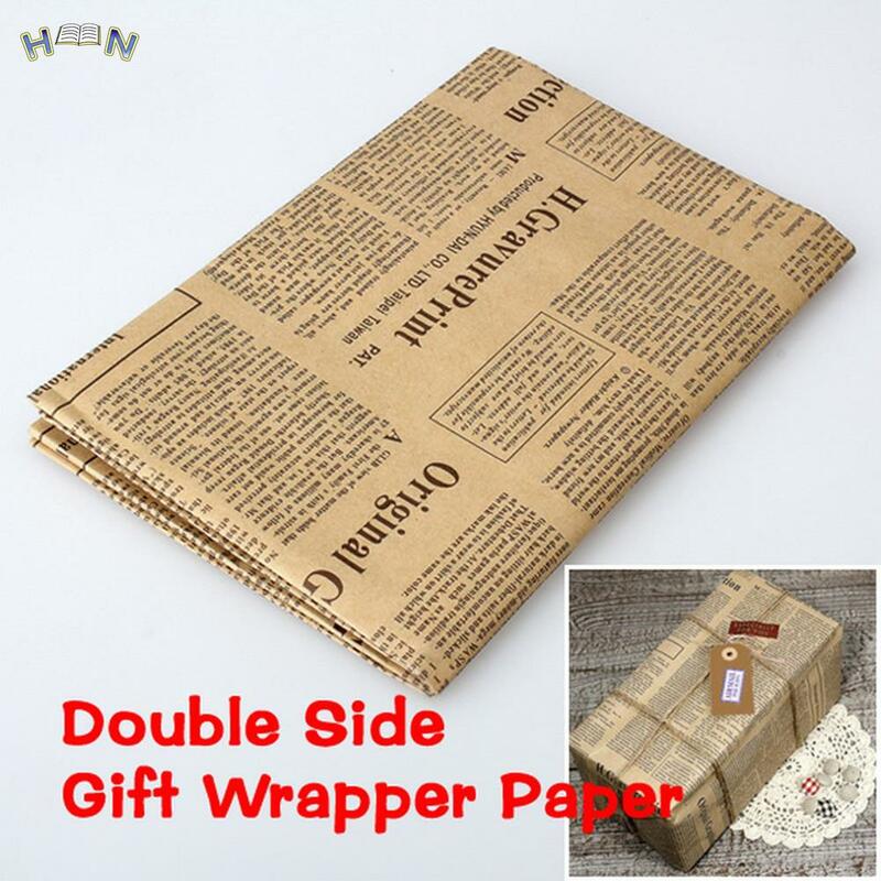 Kertas pembungkus kado koran antik bungkus bungkus bungkus kertas paket Natal kertas Kraft buku aksesori warna 52x75cm
