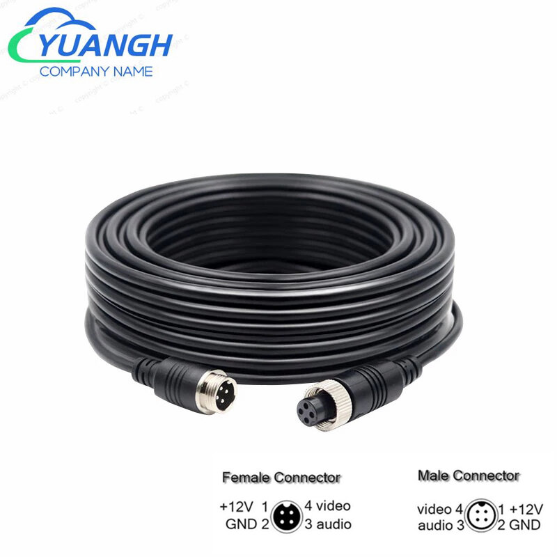 Aviation Head Extension Cable 4 PIN Connector 5M/10M/15M/20M/30M For Truck Bus Monitor Camera Connection