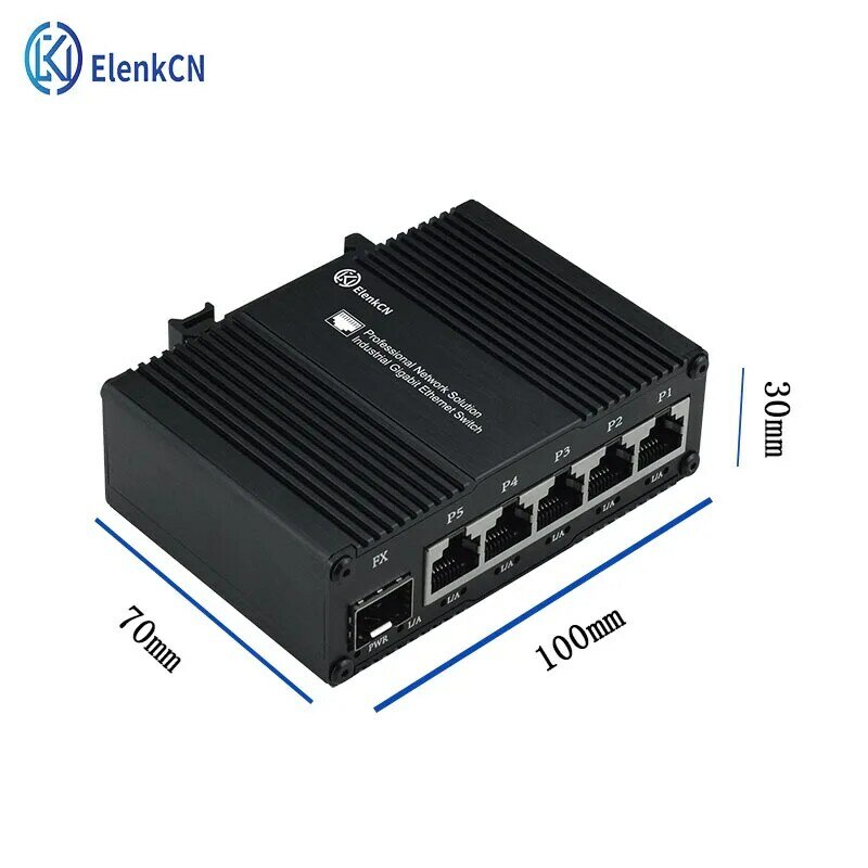 5+1Optical To Power Switches SFP Industrial 4KV Lightning Protection 1000M RJ45 10/100/1000BASET Internet Poe Extend DC 9-56V