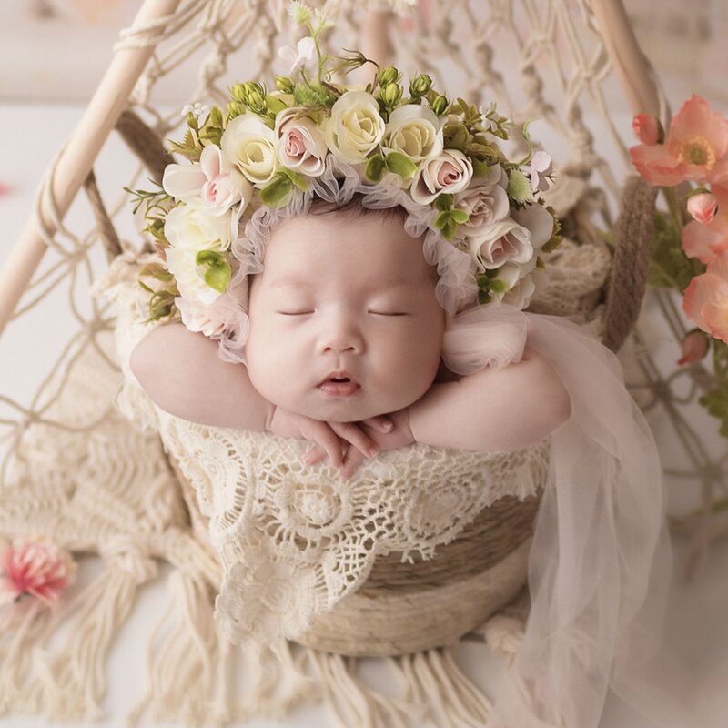 Selimut Bayi Renda Alat Peraga Fotografi Baru Lahir Katun Latar Belakang Pose Bayi Baru Lahir Lapisan Pemotretan Panjang Aksesori Fotografi Bayi