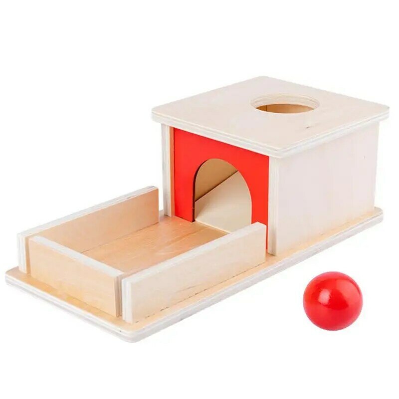 Montessori Coin Ball Toy para Criança, Object Permanent Box, Tambor Têxtil, Gaveta, Sensorial, Habilidades Motoras Finas, Brinquedos de Desenvolvimento