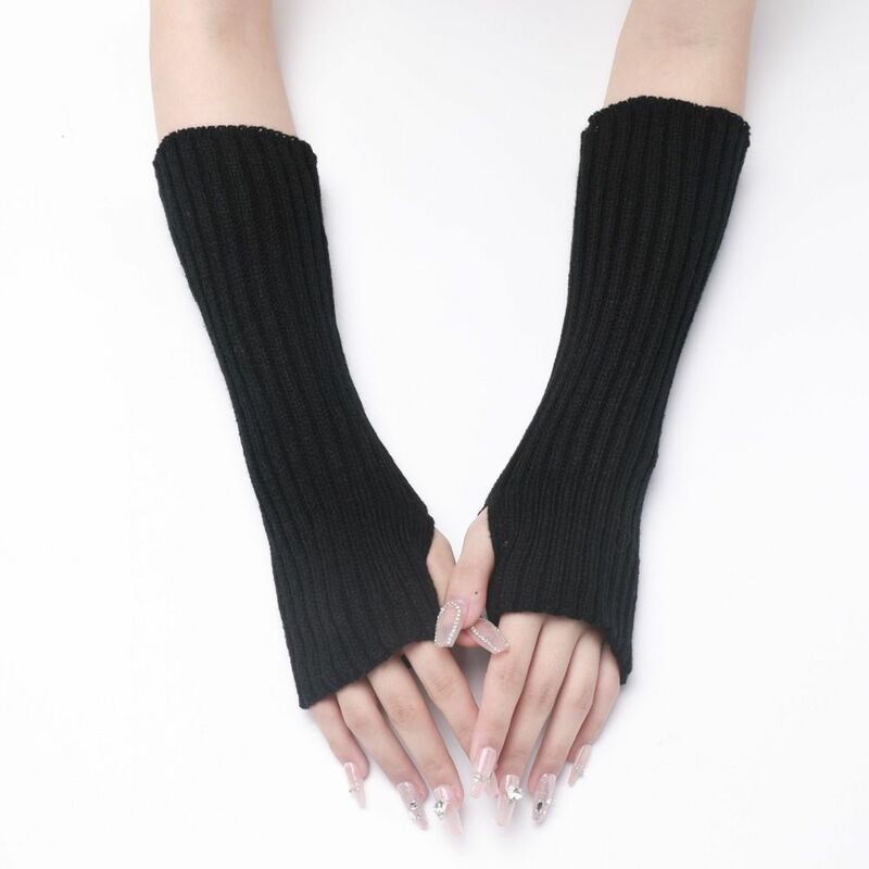 ถุงมือถุงมือยาวแบบกอธิบฮาราจูกุสีขาวสีดำถุงมืออุ่นข้อศอกถุงมืออะนิเมะพังค์กลางแจ้ง