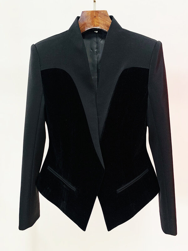 Новинка 2024, дизайнерский женский пиджак, облегающий бархатный блейзер в стиле пэчворк