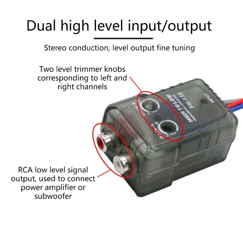محول صوت عالي إلى منخفض التردد محول RCA محمول لمضخم الصوت التلقائي
