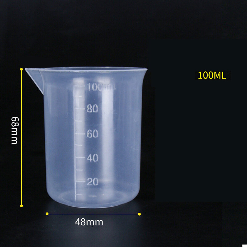 1 Buah 100/200/250/500/1000Ml Gelas Ukur Plastik Transparan Wadah Penetes Skala Laboratorium Peralatan Cair