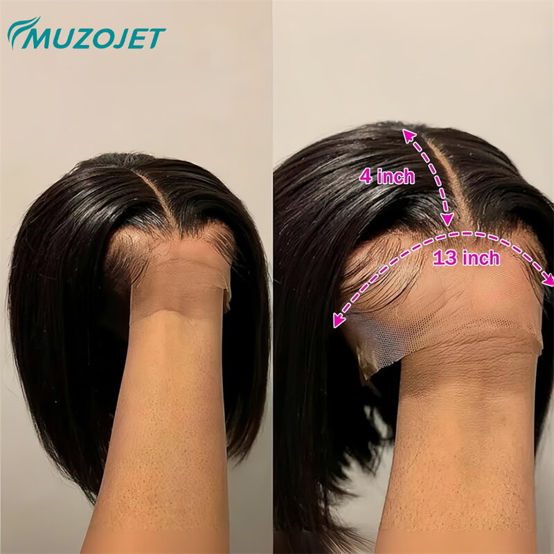 13x4 Lace Front Human Hair Wig Transparent Lace Frontal Wigs For Black Women Short Bob Wigs Brazilian Remy Straight Natural Wigs