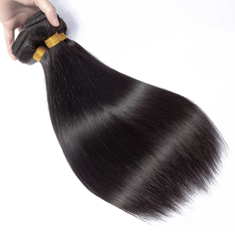 ブラジルの天然かつら,レミー品質,人間の髪の毛用,エクステンション,黒,1ピース,3個,4個,100%