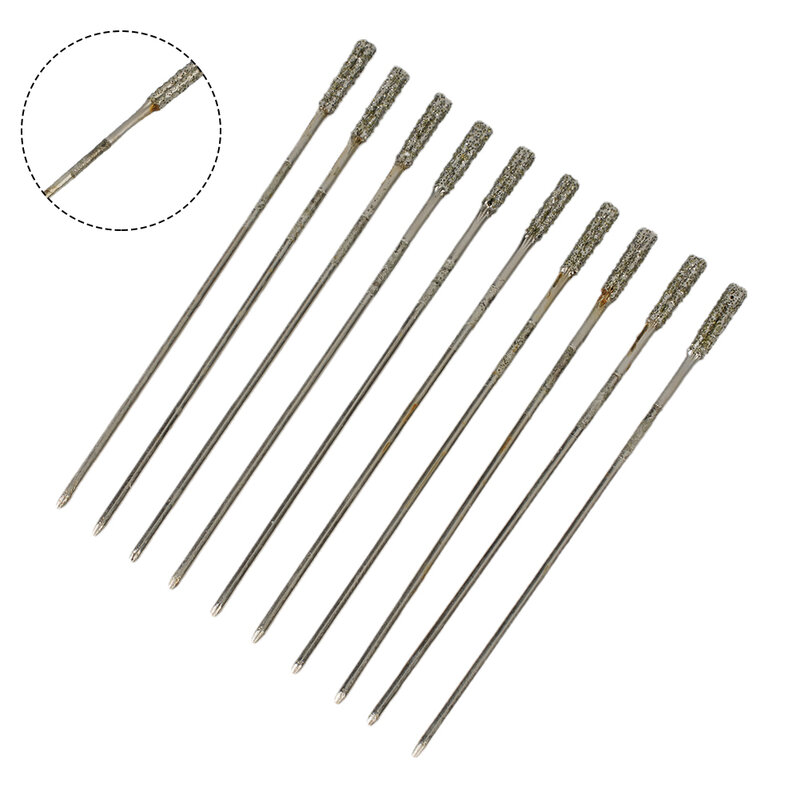 10pcs 1.5mm Diamond Coated Tipped Drill Bits Fits Tile Glass Jewellery Hole Saw Drilling Jade Agate Power Tool Accessories