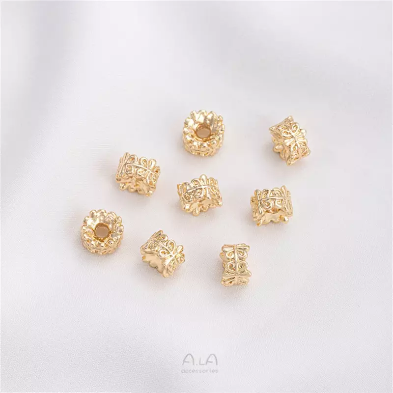 Boule de fil enveloppée d'or 14 carats, anneau de rose, perles séparées, bracelet de bricolage perlé fait à la main, collier, matériaux d'accessoires, Cino 6