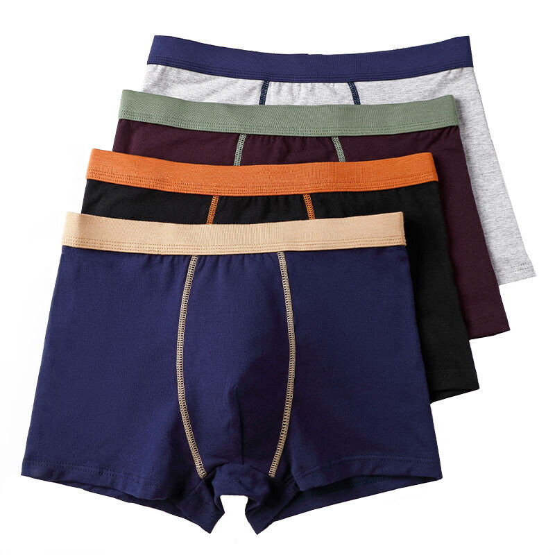 กางเกงในบ็อกเซอร์9XL 8XL 4ชิ้น/ล็อตสำหรับผู้ชายกางเกงบ็อกเซอร์ผ้าฝ้ายไร้รอยต่อกางเกงขาสั้นสีทึบขายสำหรับผู้ชาย