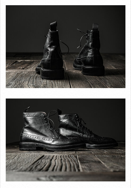 Original italiano brouge sapatos de couro vaca alta classe itália importados botas hightop lazer clássico rico homem sapatos moda
