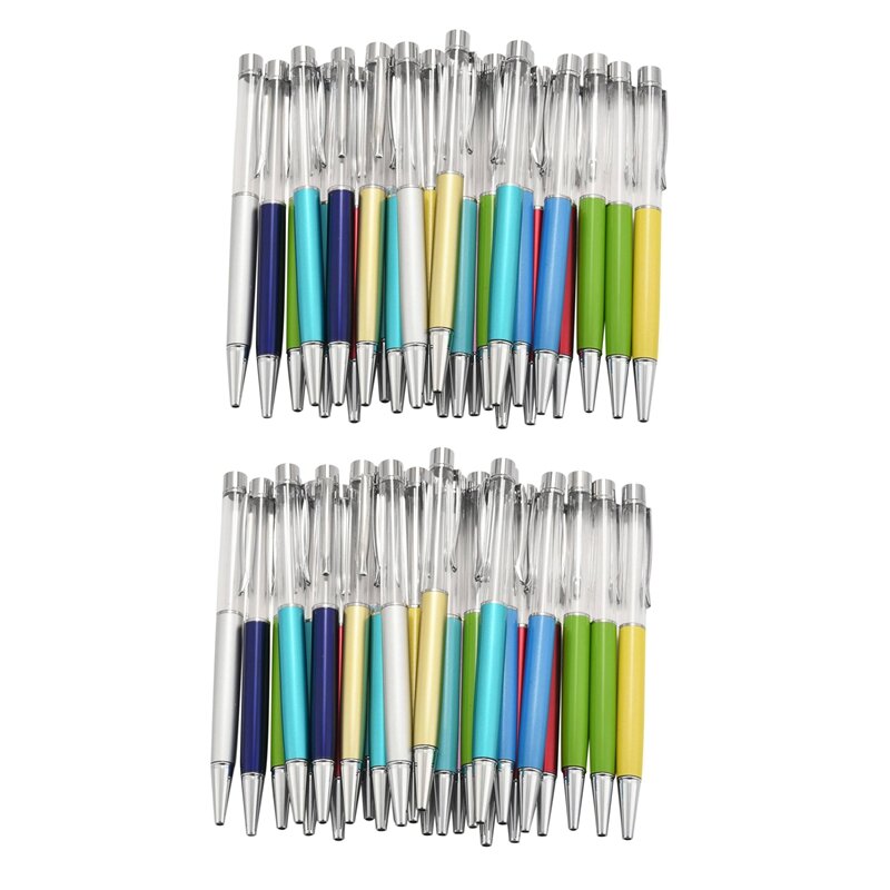 54 PACK Colorful Empty Tube Floating DIY Pens Ballpoint Pens, Building Your Favorite Liquid Sand Pens Gift
