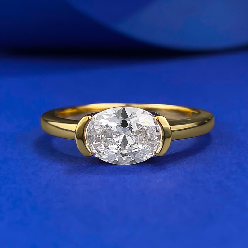 Anel oval de diamante de alto carbono para mulheres, versátil cotidiano, Europa e América, prata S925, estilo Instagram, 6x8mm