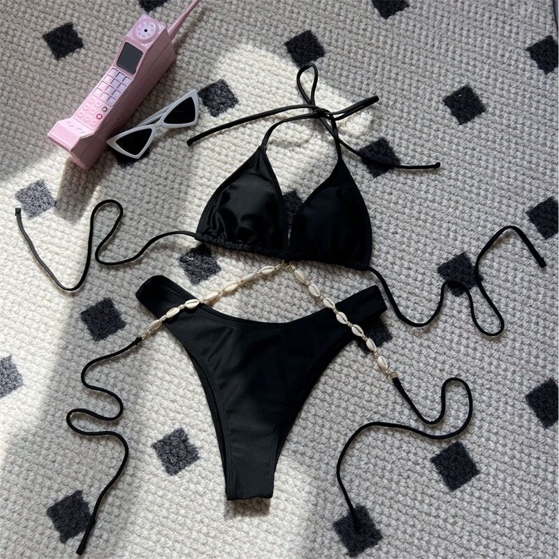 Bikini de 2 piezas para mujer, traje de baño, Top + ropa interior, rosa, Fiesta en la playa, vacaciones, ropa de calle para chica