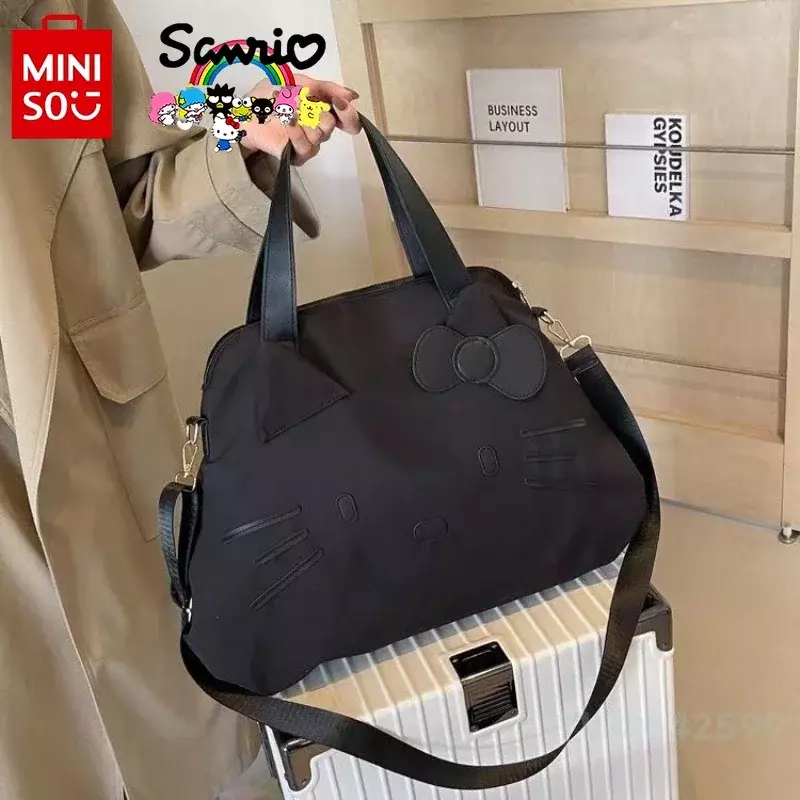 حقيبة سفر Miniso-Hello Kitty مضادة للأوساخ للنساء ، حقيبة أمتعة عصرية ، سعة كبيرة ، حقيبة كروس ، جودة عالية ، جديدة