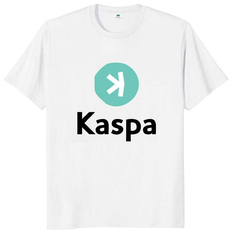 Unisex Cryptocurrency Blockchain T-Shirt, Kaspa Logo, Geek Nerd Presente, Manga curta, 100% Algodão, Casual, Tamanho UE