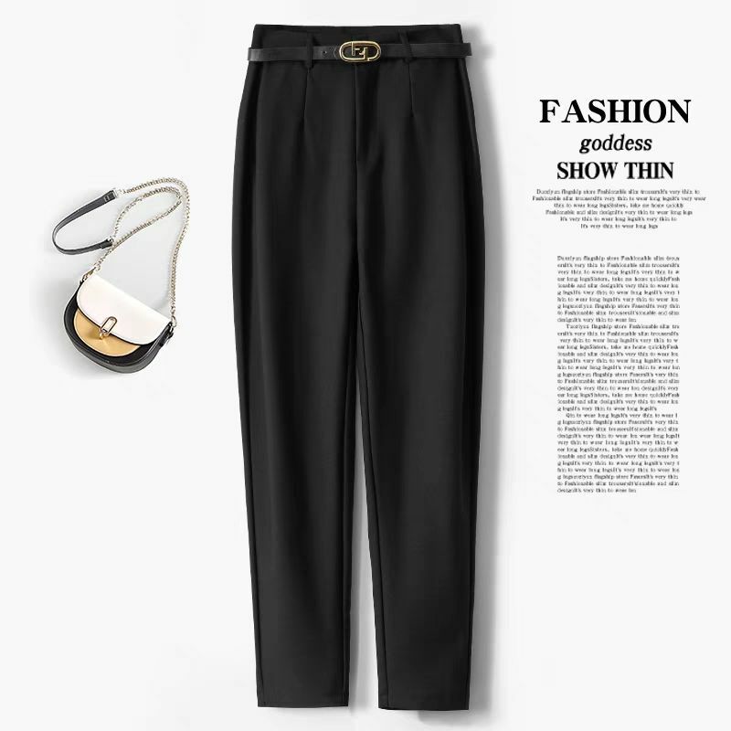 Женские прямые брюки с высокой талией, элегантные однотонные повседневные длинные брюки в Корейском стиле, уличная одежда S14, весна-осень 2023