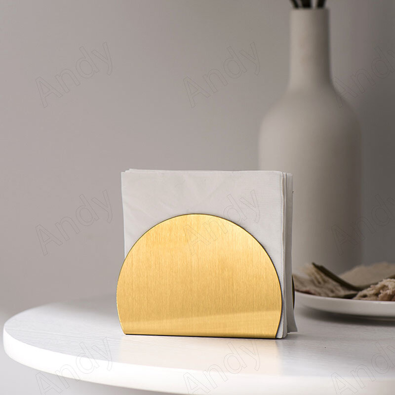 Creative Metal Tissue Holder Modern Gold Plated Western Restaurant Square Towel Seat Home Living Room Desktop Tissues Organizer