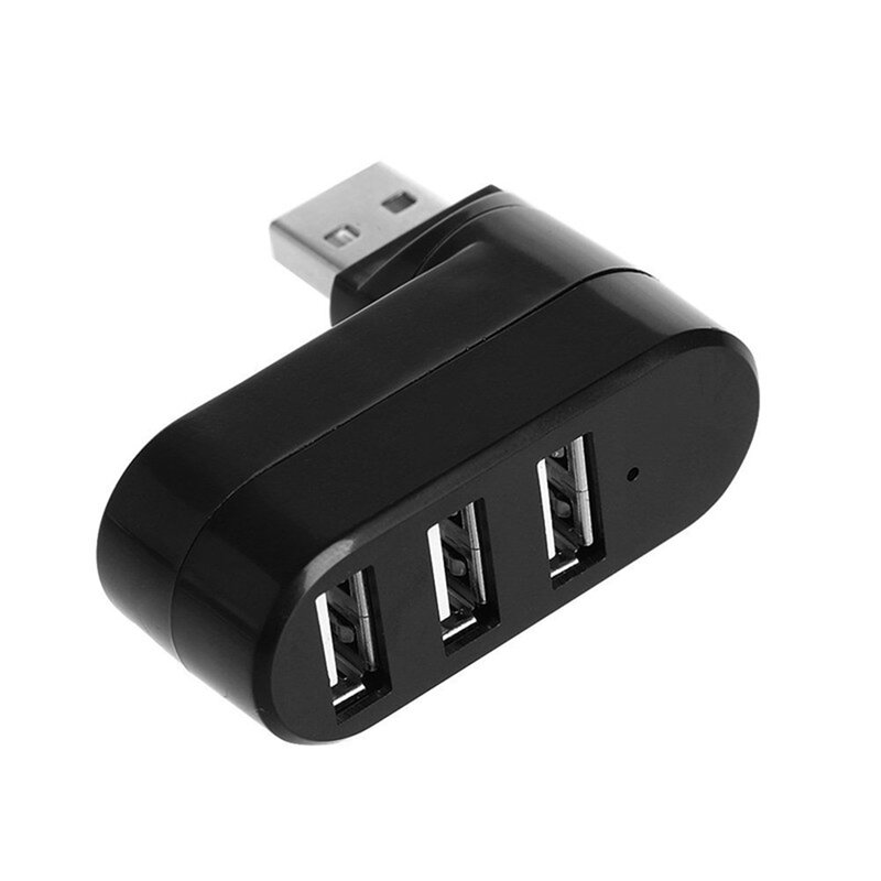 Adaptateur USB pour ordinateur portable, mini 3 ports, haute qualité, extensible, noir, rotation, répartiteur