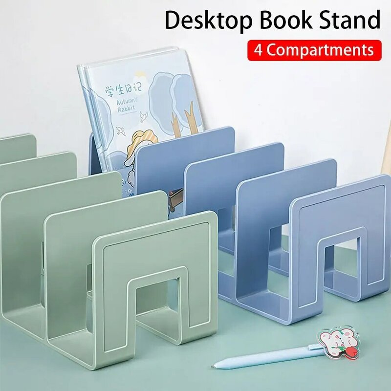 Acrílico Book Stand, durável Closet, 4 Compartimento, Prateleira Divisória, Tabletop, Colorido Desk Organizer, 1Pc
