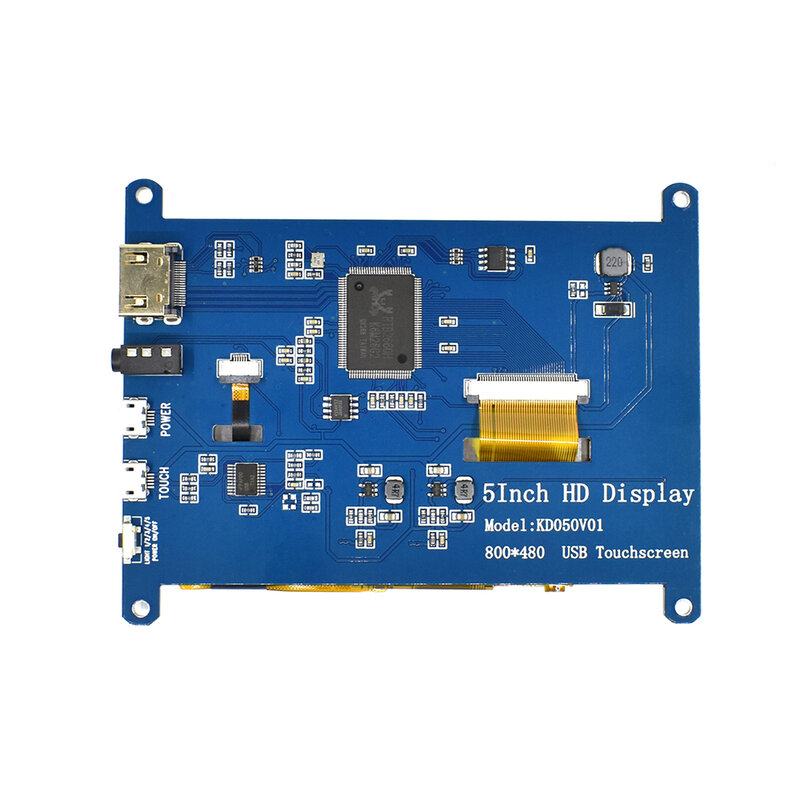 EQV-Monitor portátil de 5 pulgadas, pantalla táctil capacitiva LCD, HDMI 800x480, para Raspberry Pi 4 3B +/ PC/Banana Pi