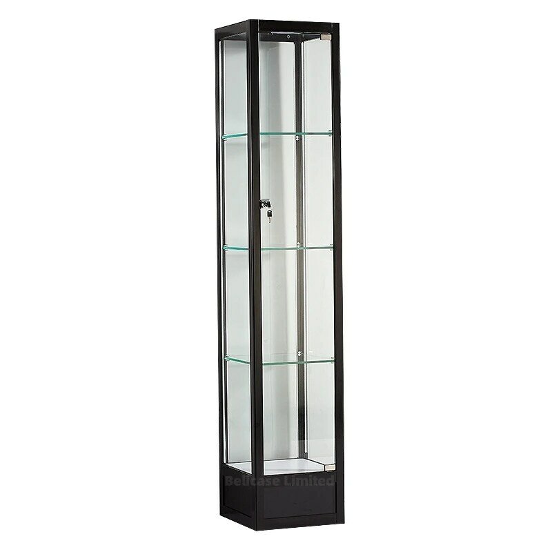 Escaparate de vidrio personalizado con estantes de bloqueo, escaparate de vidrio alto