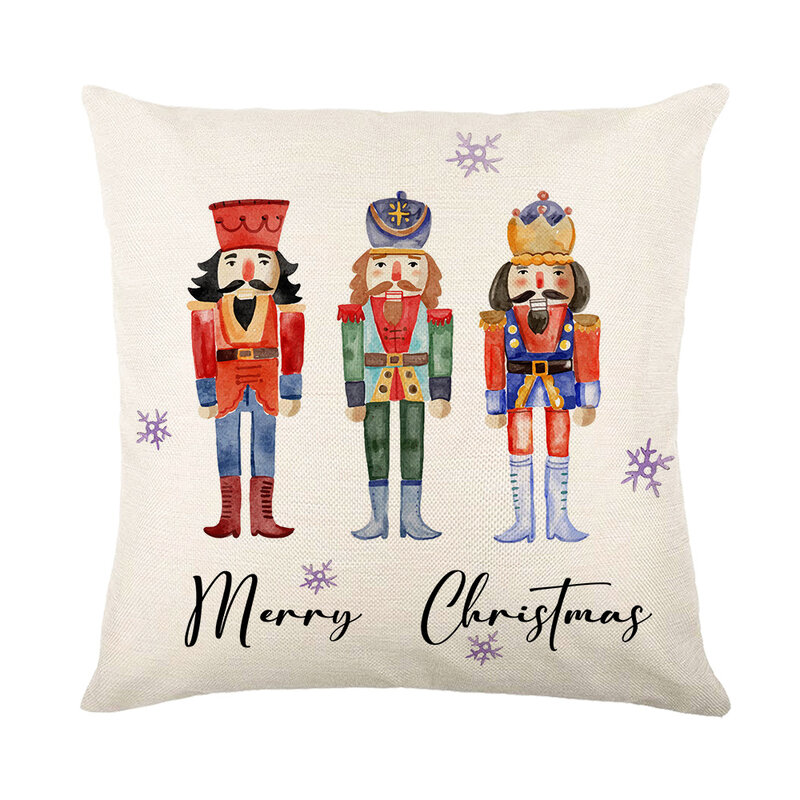 Christmas Decor Pillow Case Square Pillow Cover Kid's Room Decorations Sofa Throw Pillowcase Cartoon Style Letters Cushion Cover