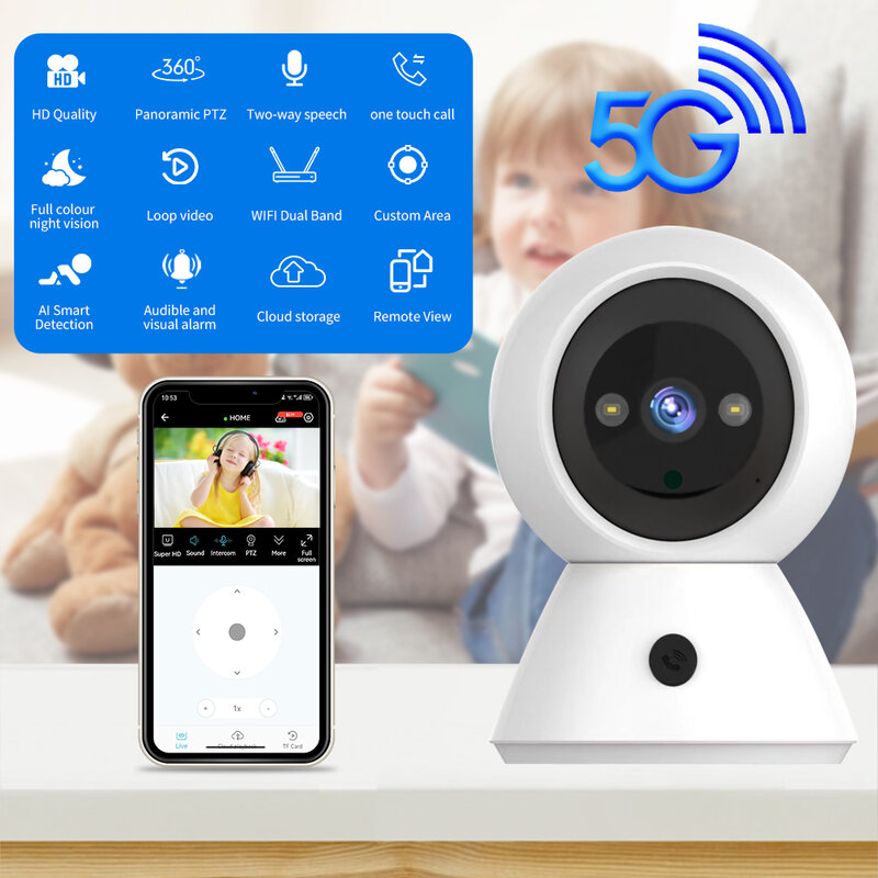 Kamera IP WIFI nirkabel, perekam Monitor bayi perlindungan keamanan cerdas deteksi gerakan penglihatan malam