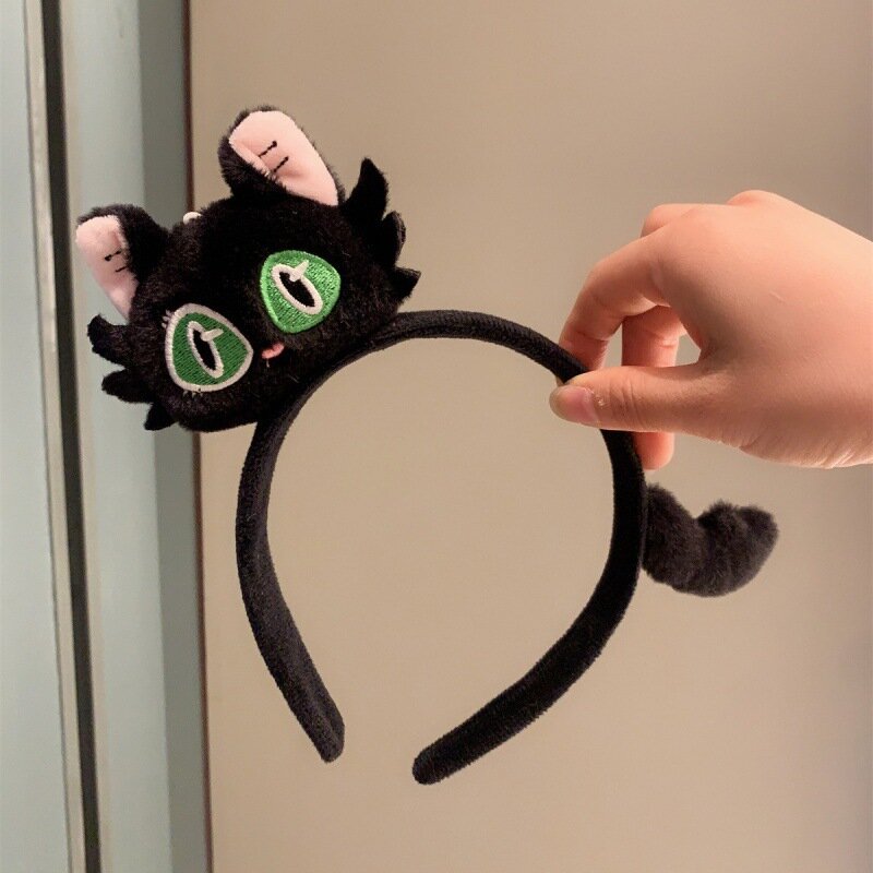 New Kawaii Cartoon Plush Cat Hairbands Cute Black White Cat Hair Hoop Headband for Women Girls Gifts Hair Accessories