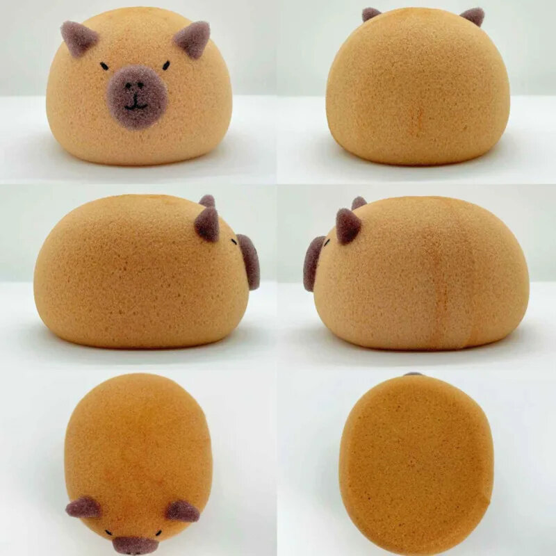 Capybara sikat mandi bayi, spons mandi hewan kartun lucu sikat pembersih badan spons gelembung aksesori kamar mandi