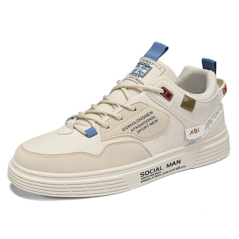 Scarpe Casual di tendenza da uomo scarpe in pelle Sneakers bianche scarpe da ginnastica maschili traspiranti per il tempo libero calzature antiscivolo scarpe vulcanizzate da uomo