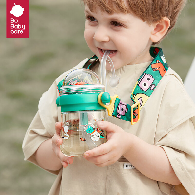 Bc Babycare 270ml karmienie dziecka butelka ze słomką nauka wody pitnej dzieci odkryty szczelny pasek na ramię zabawa fontanna kubek