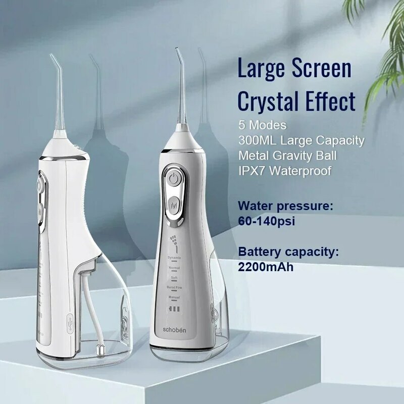 Oral Rinser Ipx7 Waterproof Rechargeable Dental Flosser 5 Modes Dental Water Jet Powerful Continuous Water Flosser Water Flosser