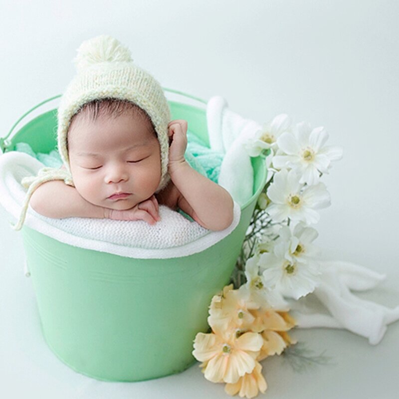 Katun bayi bungkus aksesori fotografi baru lahir rajutan bayi bungkus Pom bayi topi fotografi Aksesori pengambilan foto